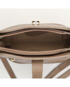 Elise Schultertasche aus helltaupefarbenem Leder - 22x23x13 cm