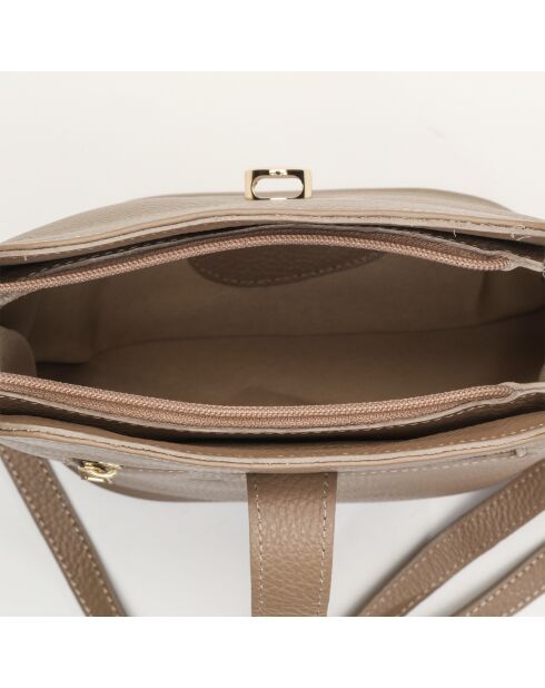 Elise Schultertasche aus helltaupefarbenem Leder - 22x23x13 cm