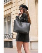 Sac cabas en cuir Cannes noir