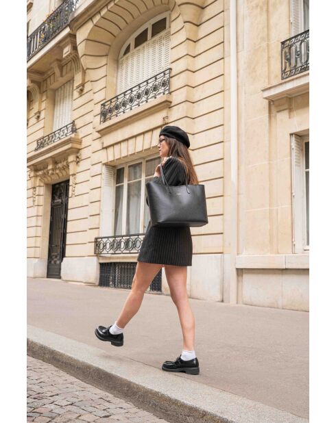 Sac cabas en cuir Cannes noir