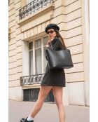 Sac cabas en cuir Cannes noir