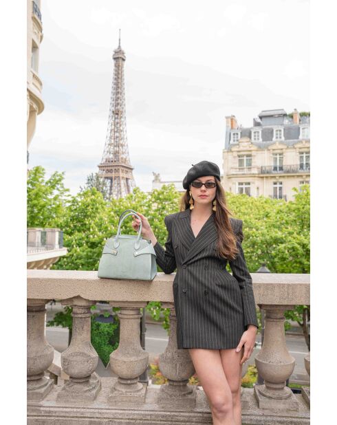 Sac à main en cuir Clare bleu ciel - 31x24x16cm