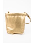 Elva Schultertasche aus goldfarbenem Leder - 12 x 17 x 8 cm