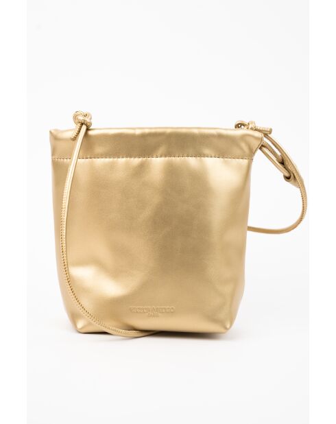 Elva Schultertasche aus goldfarbenem Leder - 12 x 17 x 8 cm