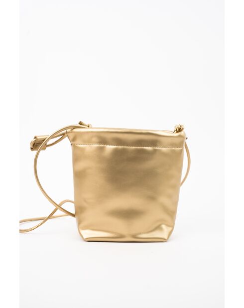 Elva Schultertasche aus goldfarbenem Leder - 12 x 17 x 8 cm