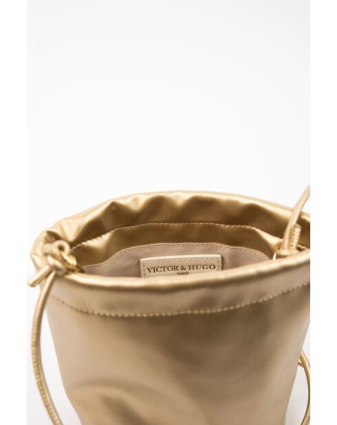 Elva Schultertasche aus goldfarbenem Leder - 12 x 17 x 8 cm