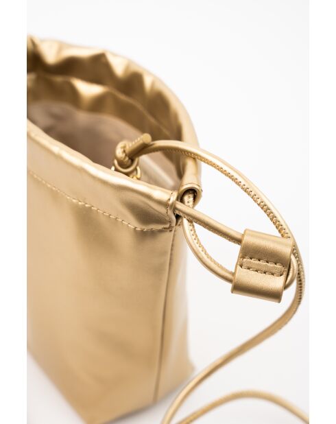 Elva Schultertasche aus goldfarbenem Leder - 12 x 17 x 8 cm