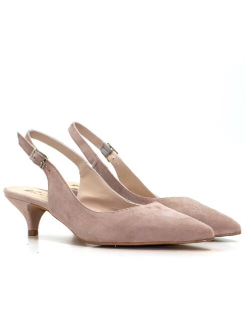 156664 nude suède pumps - Hak:5 cm