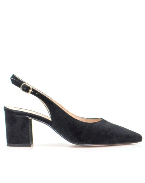 Ca-346R Pumps aus schwarzem Veloursleder - Absatz: 6 cm