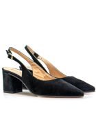 Ca-346R Pumps aus schwarzem Veloursleder - Absatz: 6 cm