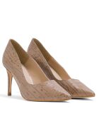 Ca-0089 beige leren pumps van kokosnootleer - Hak: 8,5 cm