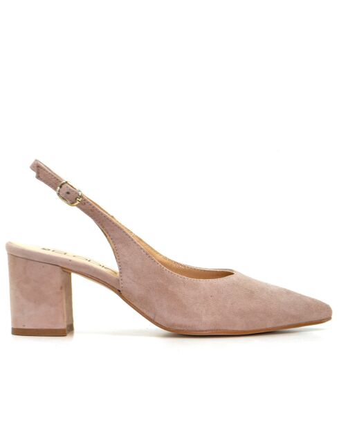 Ca-346R Pumps aus nudefarbenem Veloursleder - Absatz: 6 cm