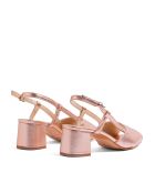 101 Ledersandalen aus Leder und pfirsichfarbenem Metall - Absatz: 5,5 cm