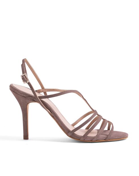 Sandali 3144 in pelle scamosciata taupe - Tacco: 9 cm