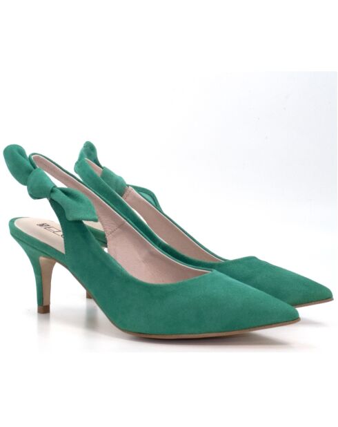 157668 Dumps in pelle scamosciata giada - Tacco: 6 cm