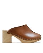 Zoccoli Zueco in legno naturale e pelle - - Tacco: 5,5 cm