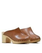 Zoccoli Zueco in legno naturale e pelle - - Tacco: 5,5 cm