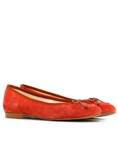 Koraalkleurige leren ballerina's 299