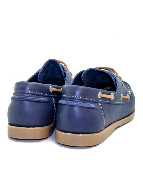 Calypso marineblauwe leren bootschoenen