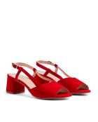 101 rode suède sandalen - Hak: 5,5 cm