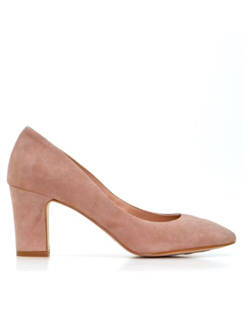 Pumps Helene Nude aus Veloursleder - - Absatz: 7 cm