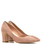 Pumps Helene Nude aus Veloursleder - - Absatz: 7 cm