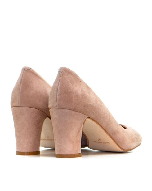 Pumps Helene Nude aus Veloursleder - - Absatz: 7 cm