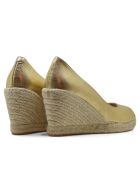 F-3508 Keilschuhe aus goldfarbenem Leder — 8,5 cm Absatz