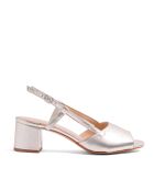 Sandali in pelle color polvere metallizzata - Tacco: 5,5 cm