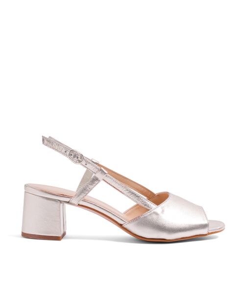 Sandali in pelle color polvere metallizzata - Tacco: 5,5 cm