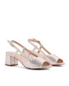 Sandali in pelle color polvere metallizzata - Tacco: 5,5 cm