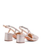 Sandali in pelle color polvere metallizzata - Tacco: 5,5 cm