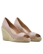 Keilabsatz aus Nudefarbenem Leder mit offener Zehenpartie von Tucu — Absatz: 8,5 cm