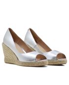 Compensées en cuir F-3508 argenté métallisé - - Talon 8,5 cm