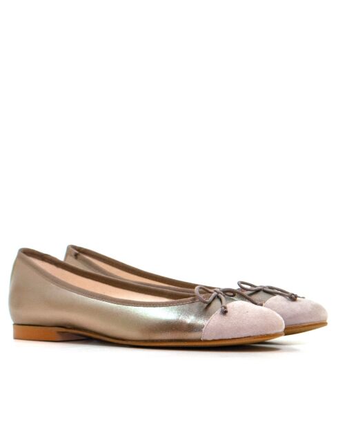 Bailarinas de gamuza metalizada de color topo