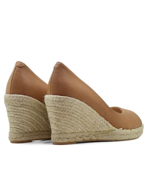 F-3508 braune Lederkeile - Absatz: 8,5 cm