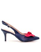 Escarpins en cuir Dina Court marine - Talon : 6.5 cm