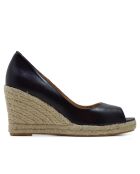 Zeppe in pelle nera F-3508 - Tacco: 8,5 cm