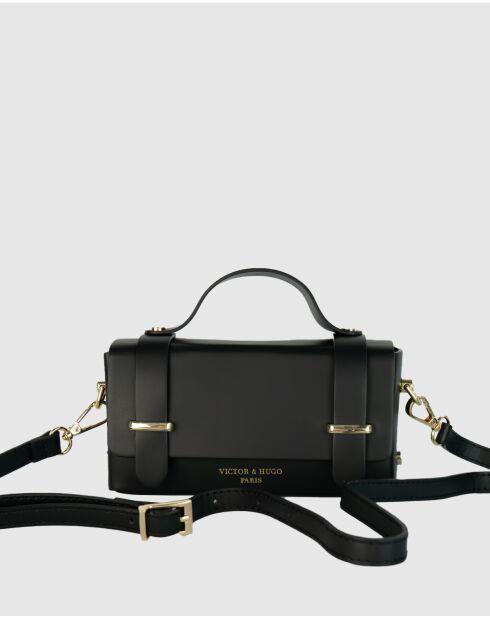 Sac porté épaule en cuir Boho noir - 19x10x5 cm