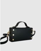 Sac porté épaule en cuir Boho noir - 19x10x5 cm