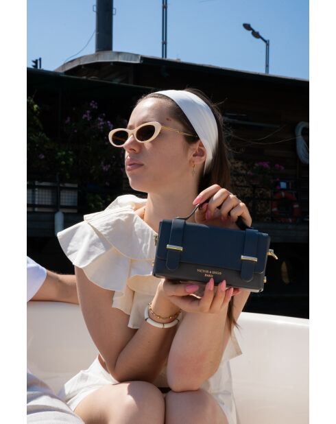 Sac porté épaule en cuir Boho noir - 19x10x5 cm