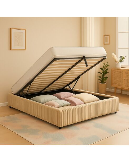 Komt met beige geribbeld borstbed - 90x190 cm