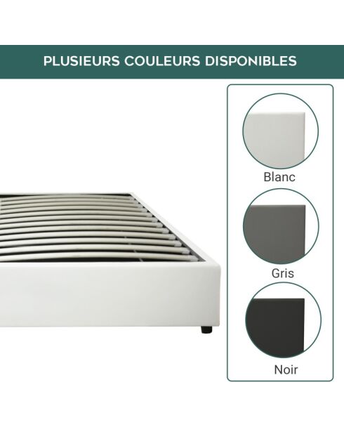 Incluye cama tipo baúl con piel sintética blanca, 200 x 200 cm