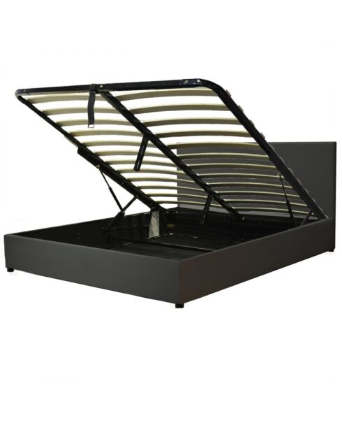 Kofferbed van zwart imitatieleer Colisee - 140x190 cm