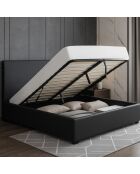 Kofferbed van zwart imitatieleer Colisee - 140x190 cm