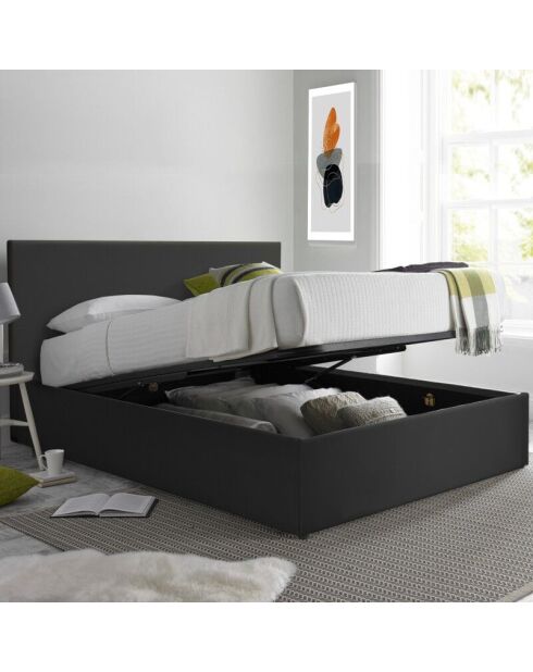 Kofferbed van zwart imitatieleer Colisee - 140x190 cm