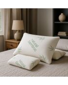 Oreiller housse polyester bamboo blanc - 50x30 cm