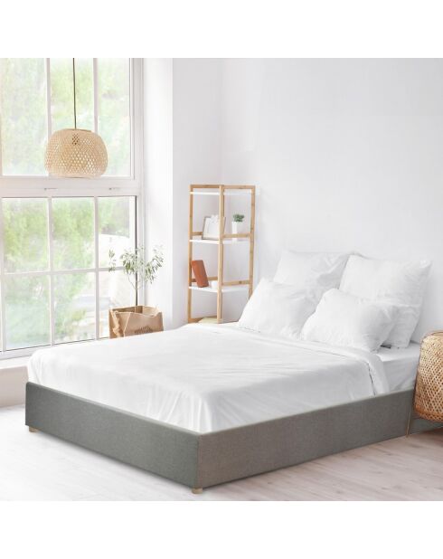 Bed Comes de piel sintética gris (Deco10) - 180x200 cm