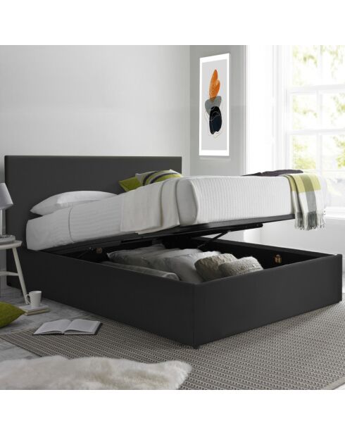 Kofferbed van zwart imitatieleer Colisee - 180x200 cm