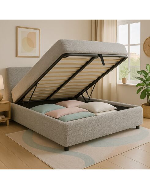 Colisée Bouclette lichtgrijs kofferbed - 180x200 cm